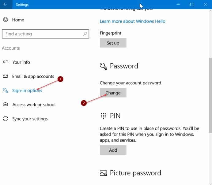 password removal Windows 10