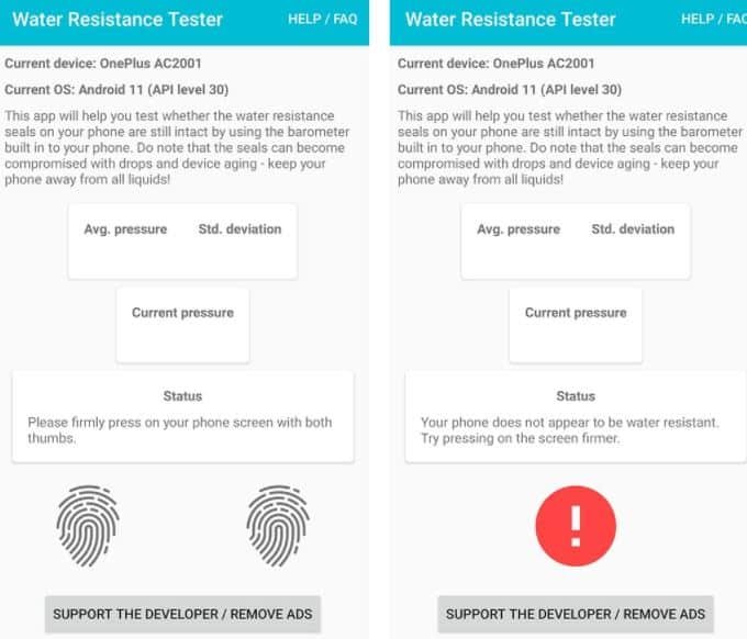 water resistance tester app