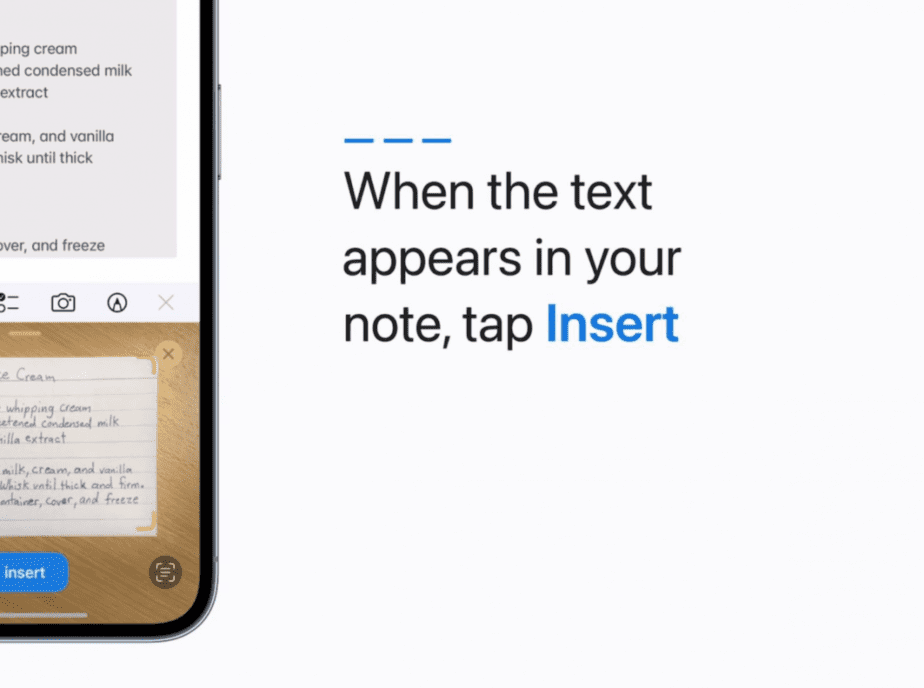 how to scan text into notes on iPhone
